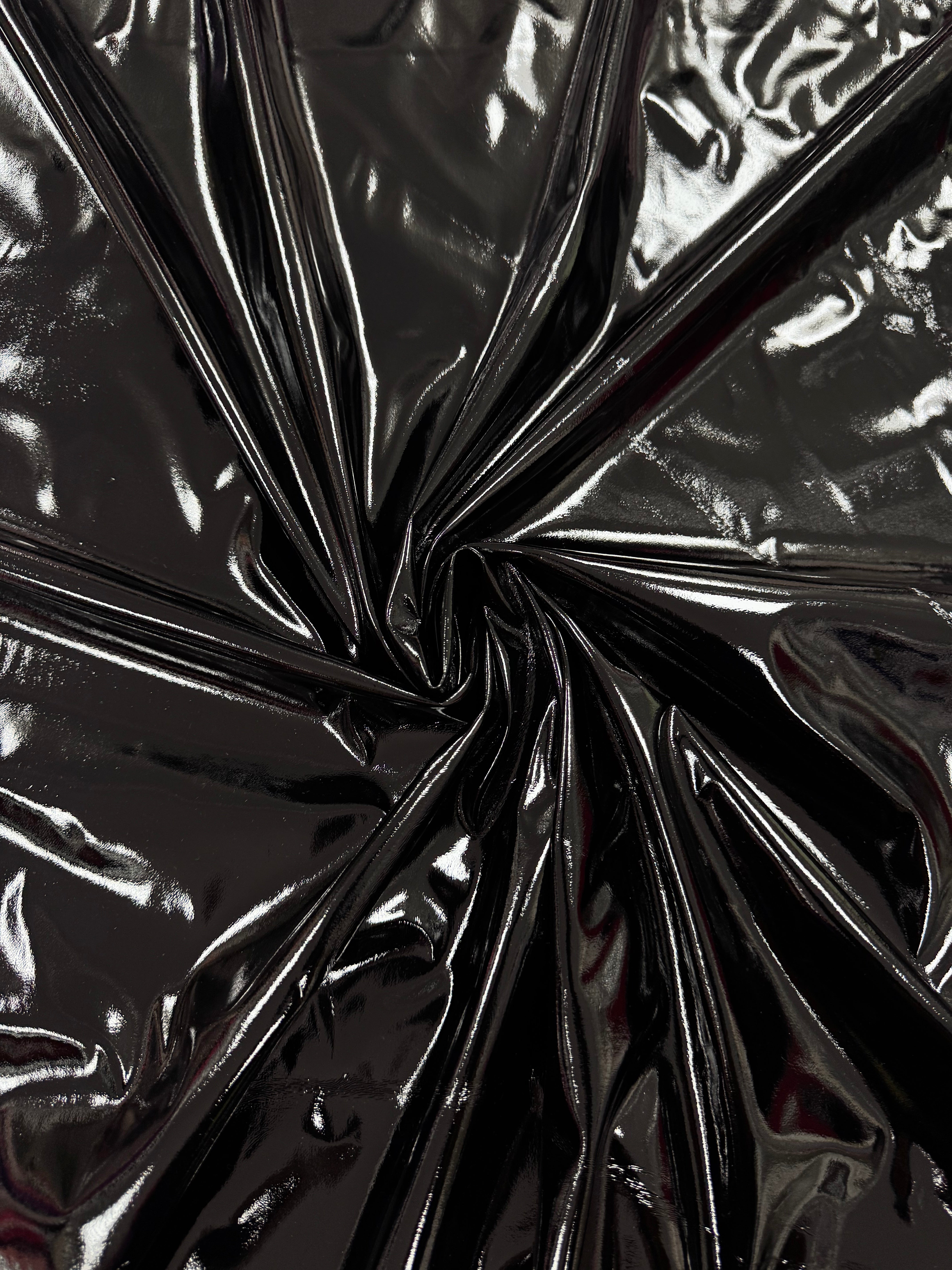 Țesătură latex imitație de piele lăcuită cu elastan - Negru