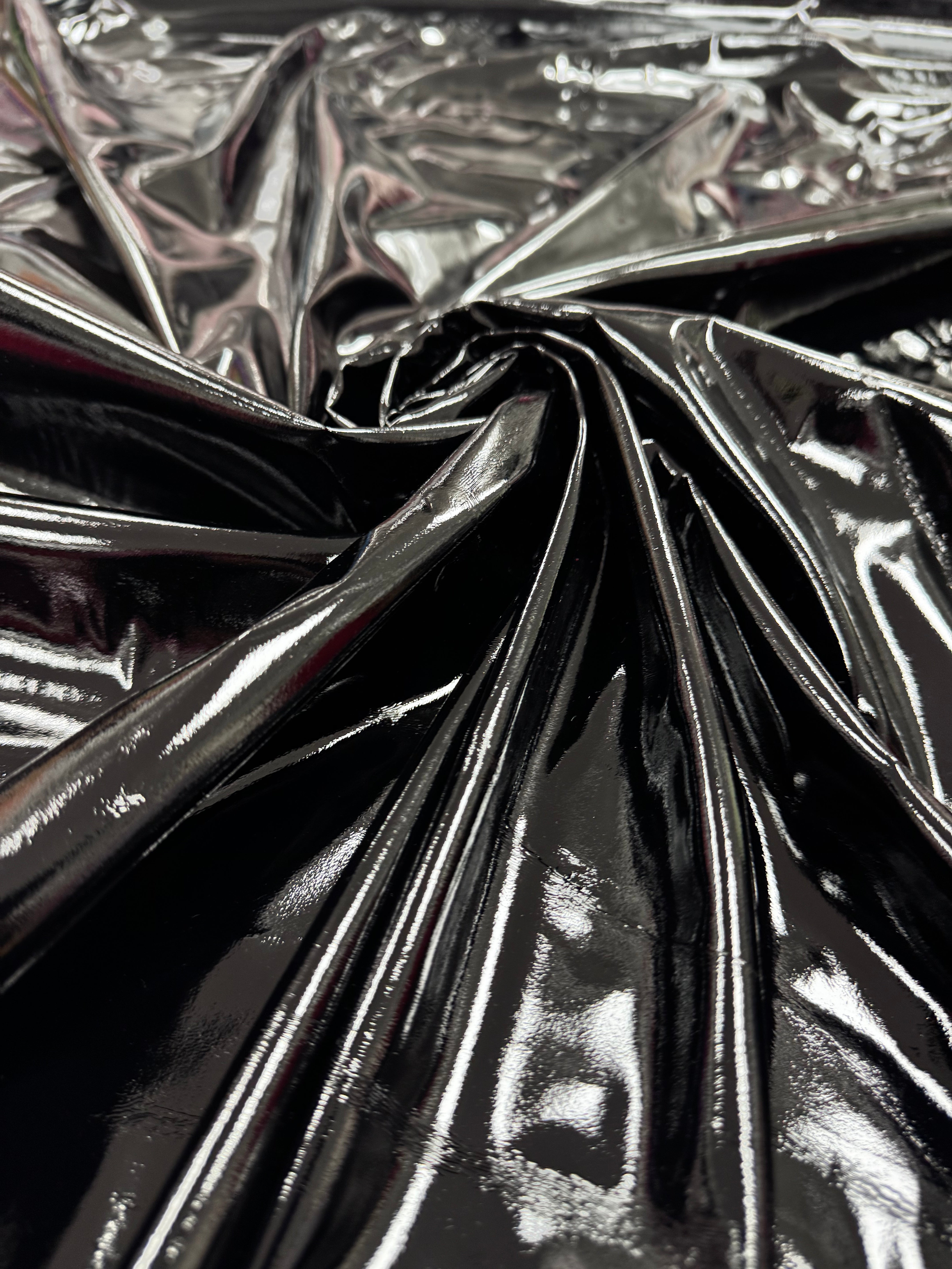 Țesătură latex imitație de piele lăcuită cu elastan - Negru