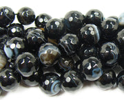 Agate Striped, Negru, 8mm