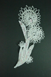 Aplicatie De Cusut Cu Margele Si Paite, Alb, 20x7cm