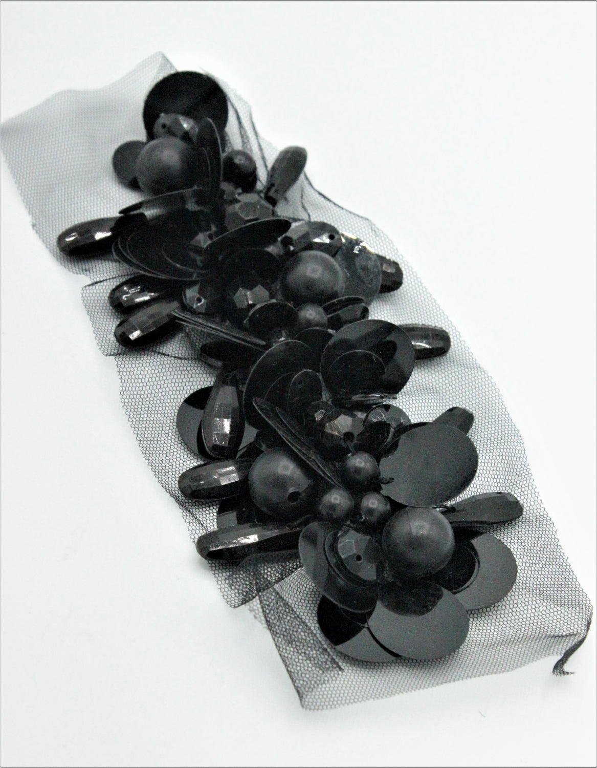 Aplicatie Decorativa Cu Margele Si Paiete, 17cmx 5cm, Negru