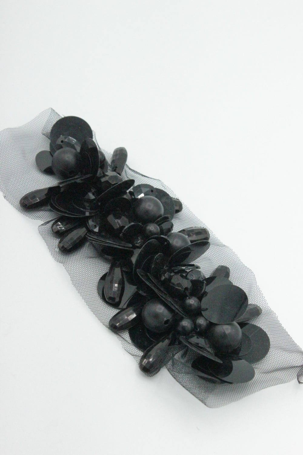 Aplicatie Decorativa Cu Margele Si Paiete, 17cmx 5cm, Negru