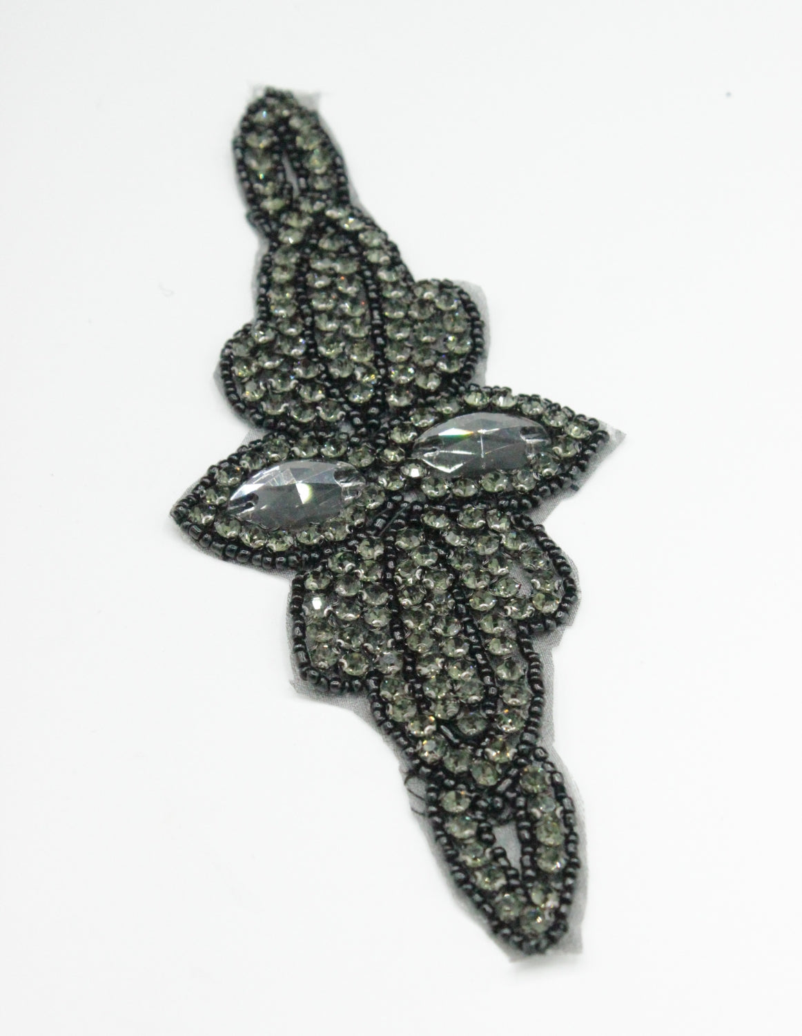 Aplicatie Termoadeziva Cu Pietre, Bucata De 17x7cm, Gri Inchis (Pret/Buc)