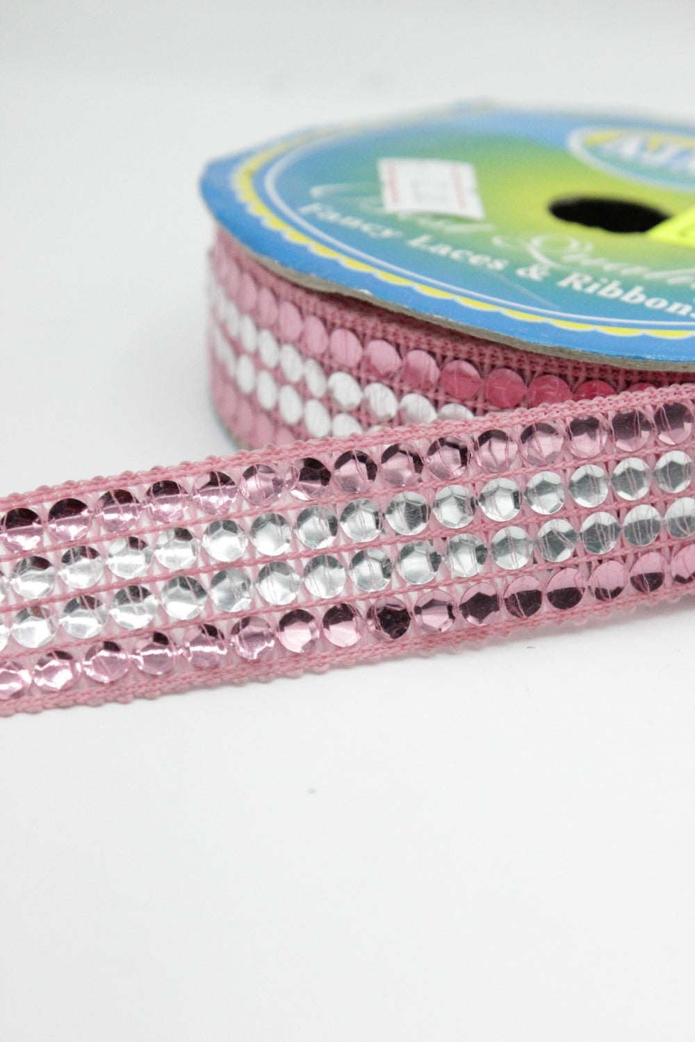 Banda Decorativa Cu Paiete, 23mm, Roz – Sharbek Textil