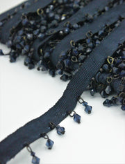 Banda Ripsata Cu Margele, 18mm, Bleumarin