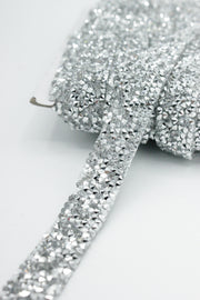 Banda Silicon Cu Strasuri, 15mm, Argintiu