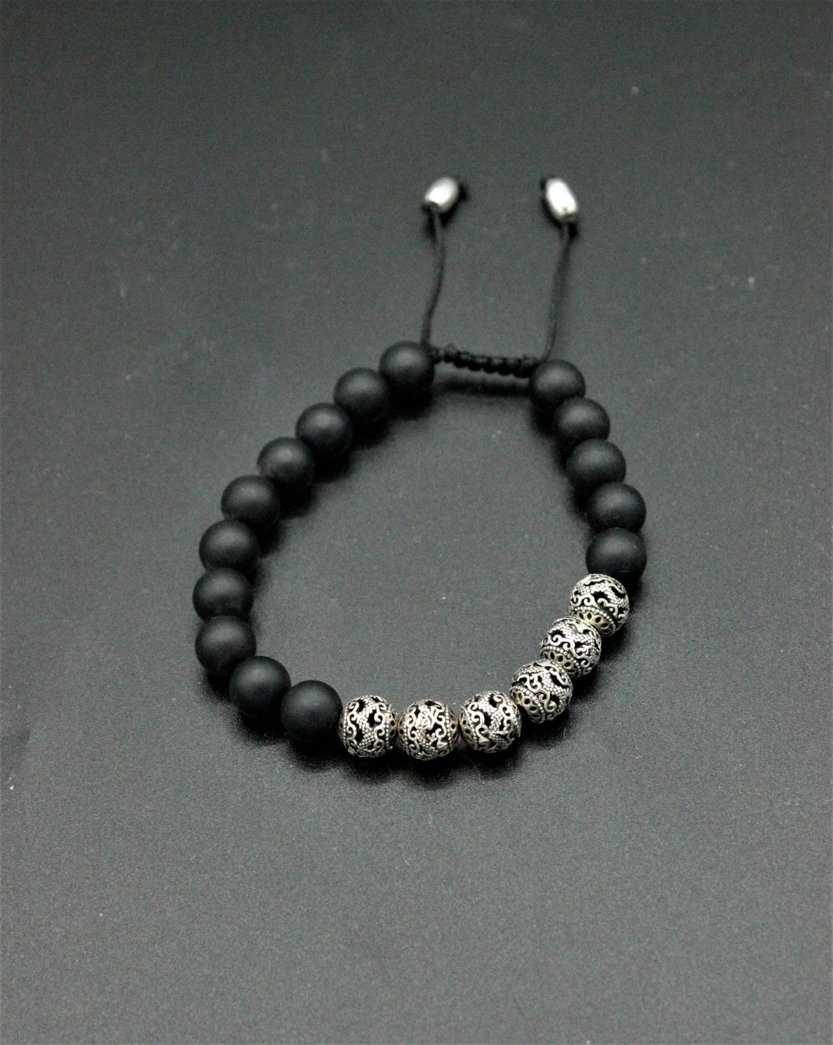 Bratara Onix Mat Cu Argint Tibetan