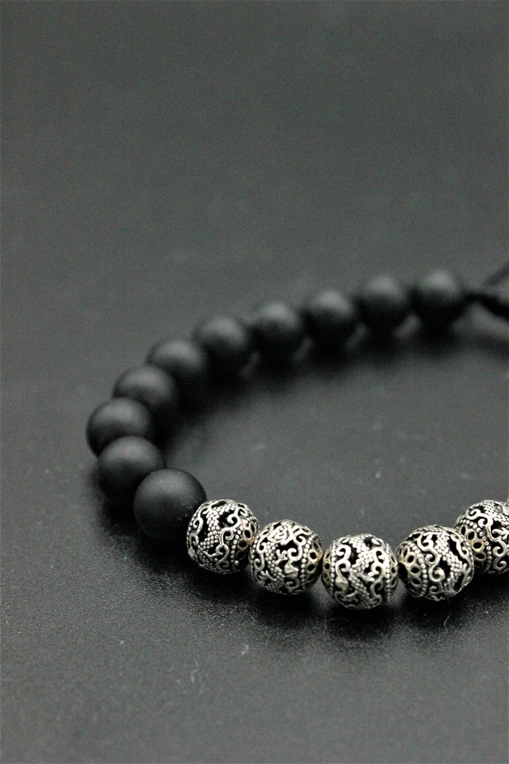 Bratara Onix Mat Cu Argint Tibetan
