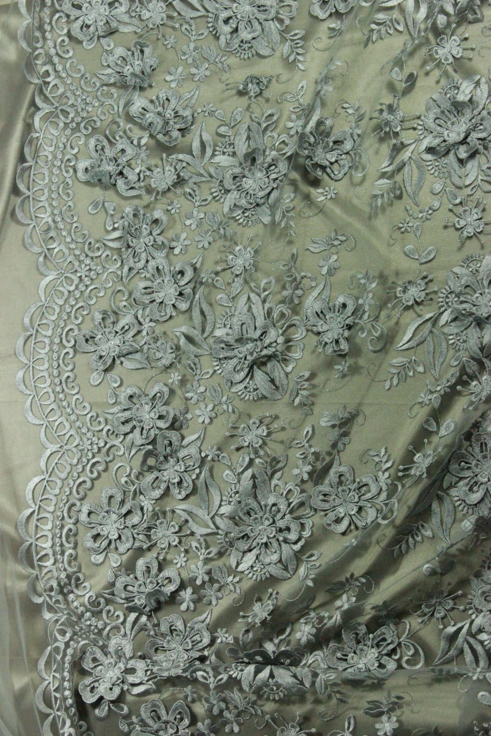 Broderie 3D Pe Tull, Gri