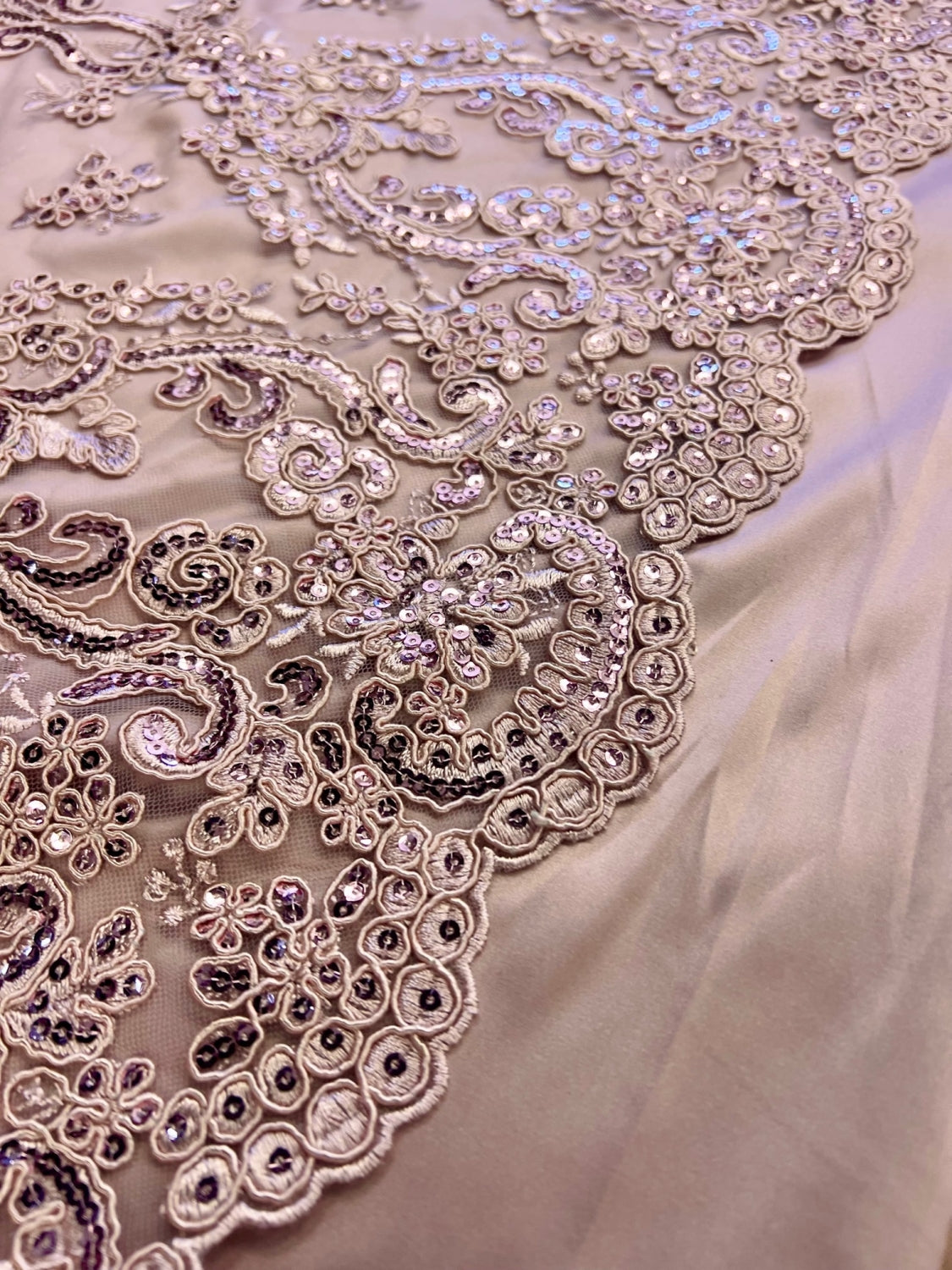 Broderie Cu Paiete Fine, Roz Prafuit