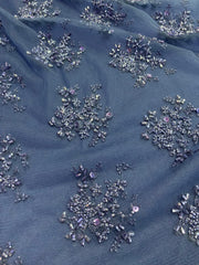 Broderie Pe Tull Cu Margele, Bleumarin