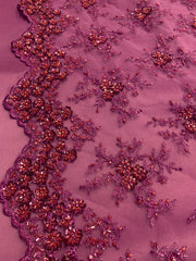 Broderie Pe Tull Cu Margele, Magenta