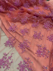 Broderie Pe Tull Cu Margele, Somon Cu Roz