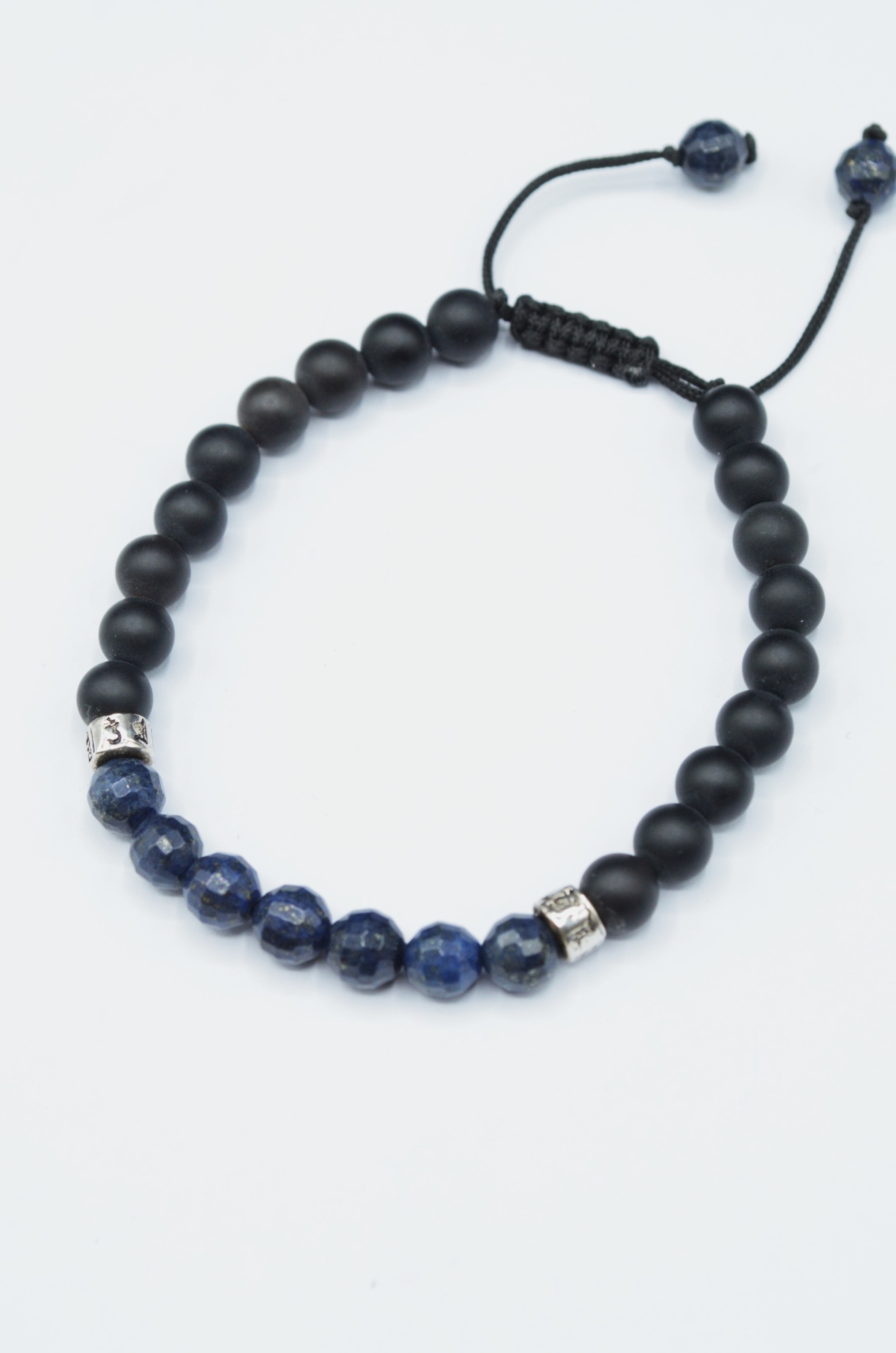 Bratara Cu Pietre Semipretioase  Lapis Lazuli, Onix Mat Si Argint