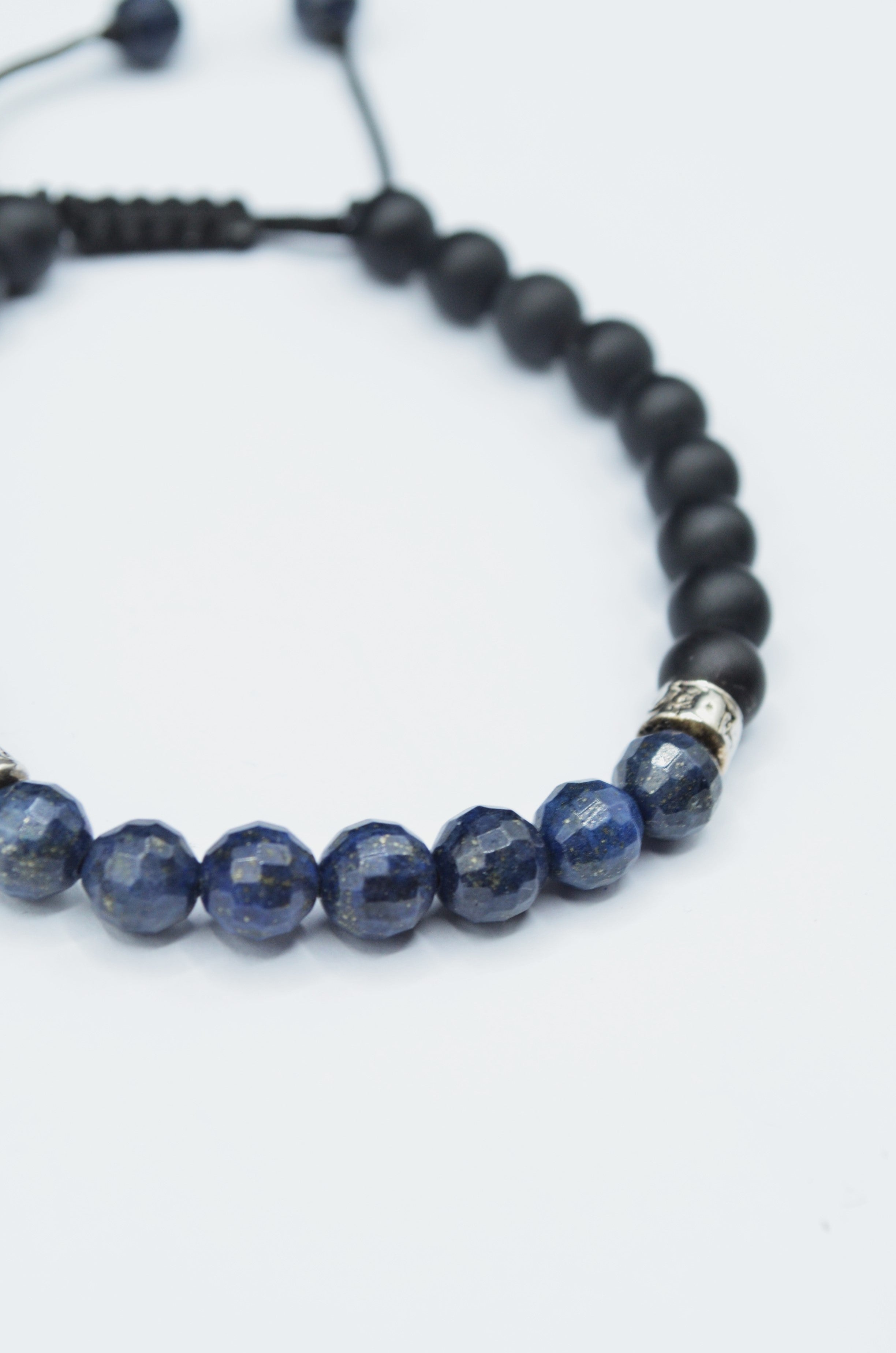 Bratara Cu Pietre Semipretioase  Lapis Lazuli, Onix Mat Si Argint