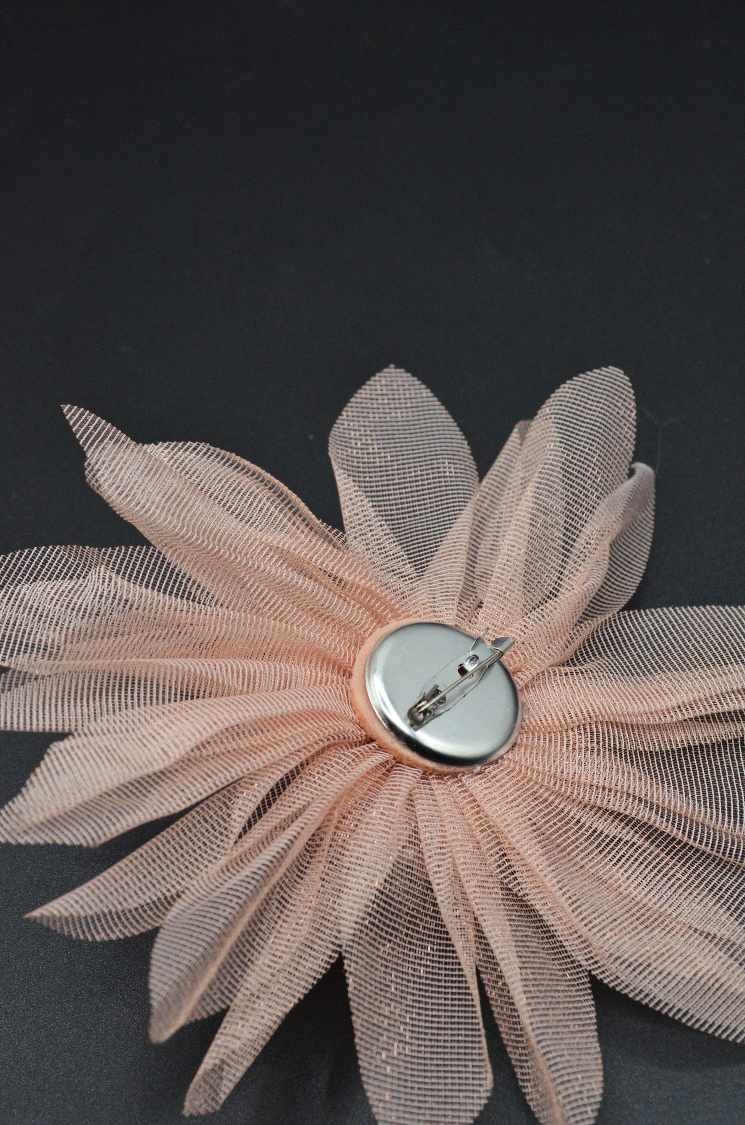 Floare Din Tull Cu Margele, 11cm, Roz