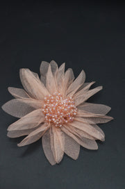 Floare Din Tull Cu Margele, 11cm, Roz