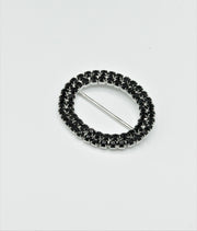 Catarama Cu Strasuri Ovala, 40mm, Negru