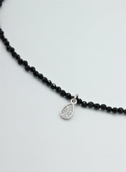 Colier Din Agate Fatetate 2mm Si Argint 925, Negru