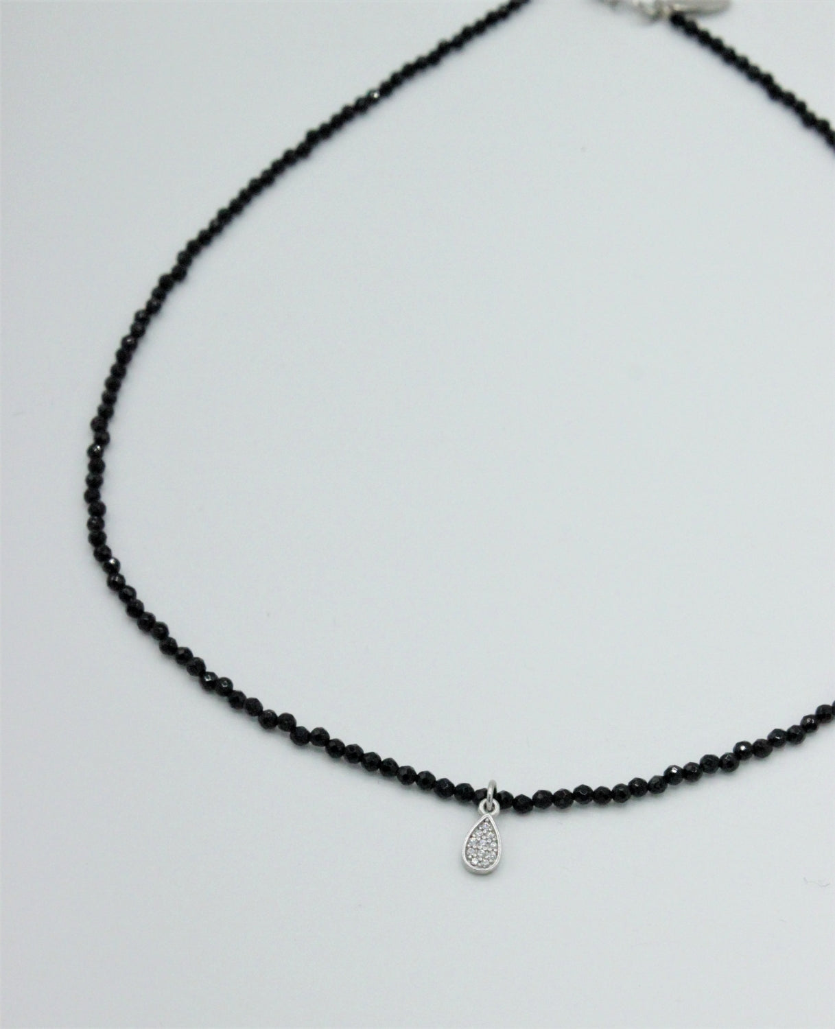 Colier Din Agate Fatetate 2mm Si Argint 925, Negru