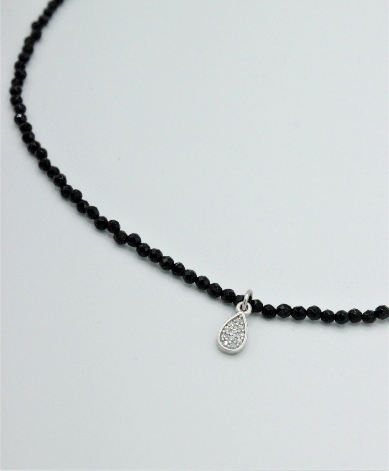 Colier Din Agate Fatetate 2mm Si Argint 925, Negru