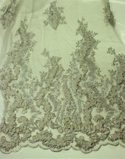Cupon Broderie Cu Margele, Bej Cu Auriu, 50x135cm, Bordura Doar Pe O Latura