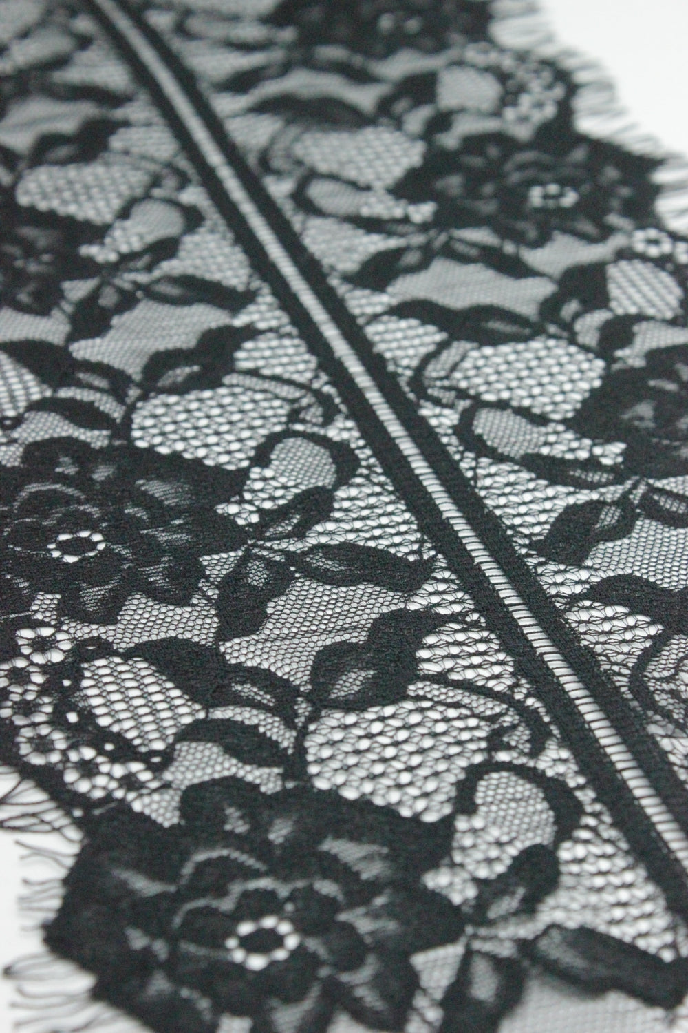 Dantela Chantilly 300 x 18cm, Negru