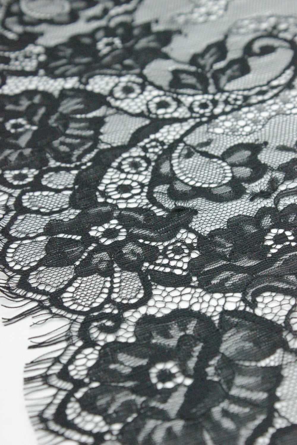 Dantela Chantilly 300 x 23cm, Negru
