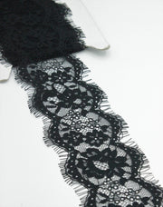 Dantela Chantilly 300 x 8cm, Negru