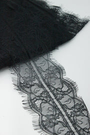 Dantela Chantilly 300x10cm, Negru