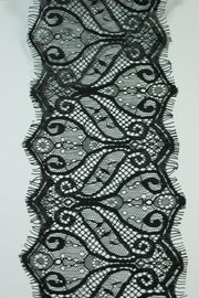 Dantela Chantilly Bucata de 2.90m x 13cm Latime, Negru