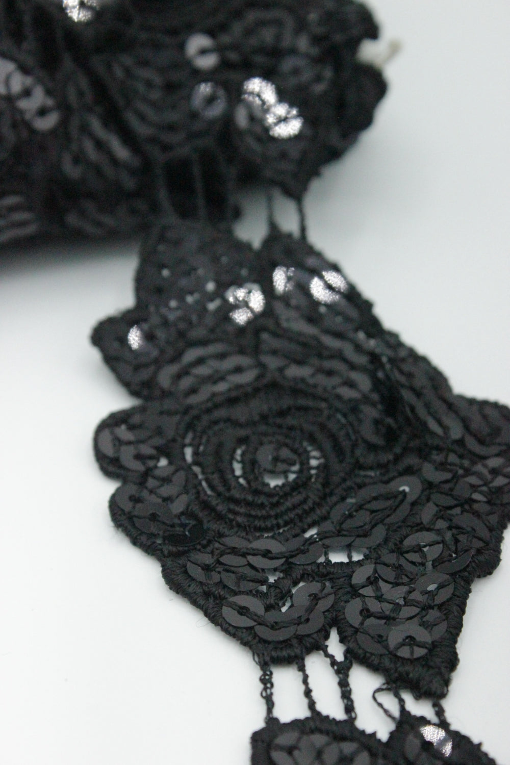 Dantela Cu Paiete, 6cm, Negru