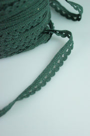 Dantela De Bumbac Elastica, 11mm, Verde