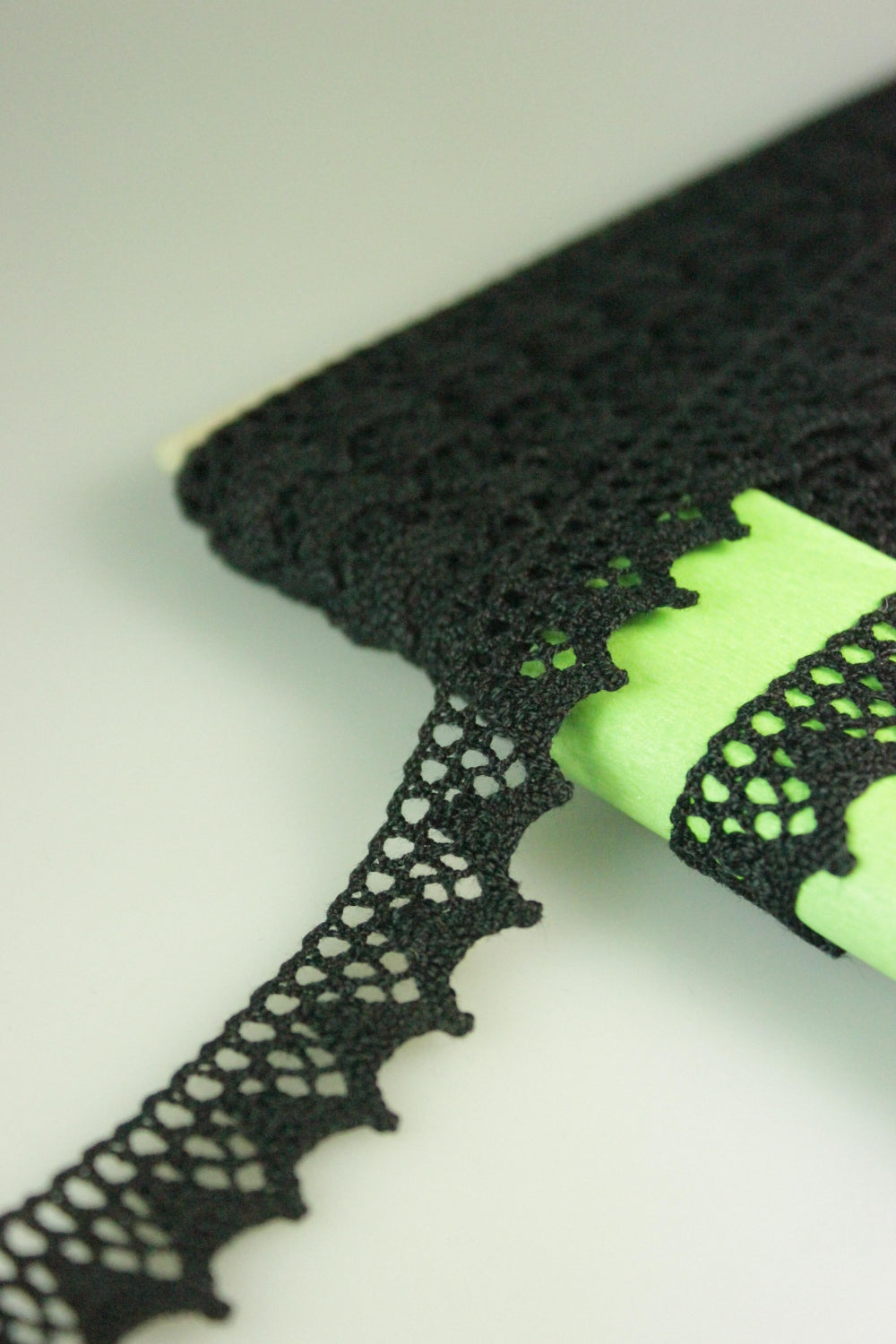 Dantela De Bumbac Mercerizata, 14mm, Negru