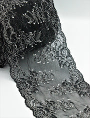 Dantela Elastica 15cm, Negru Cu Alb