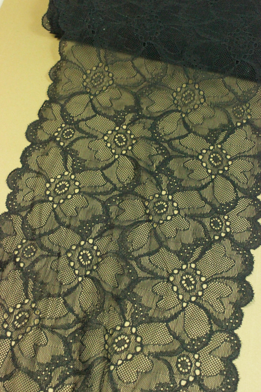 Dantela Elastica, 22cm, Negru