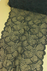 Dantela Elastica, 22cm, Negru