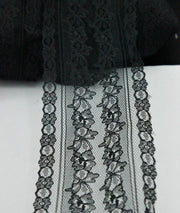 Dantela Neagra Apretata, 95mm, Negru
