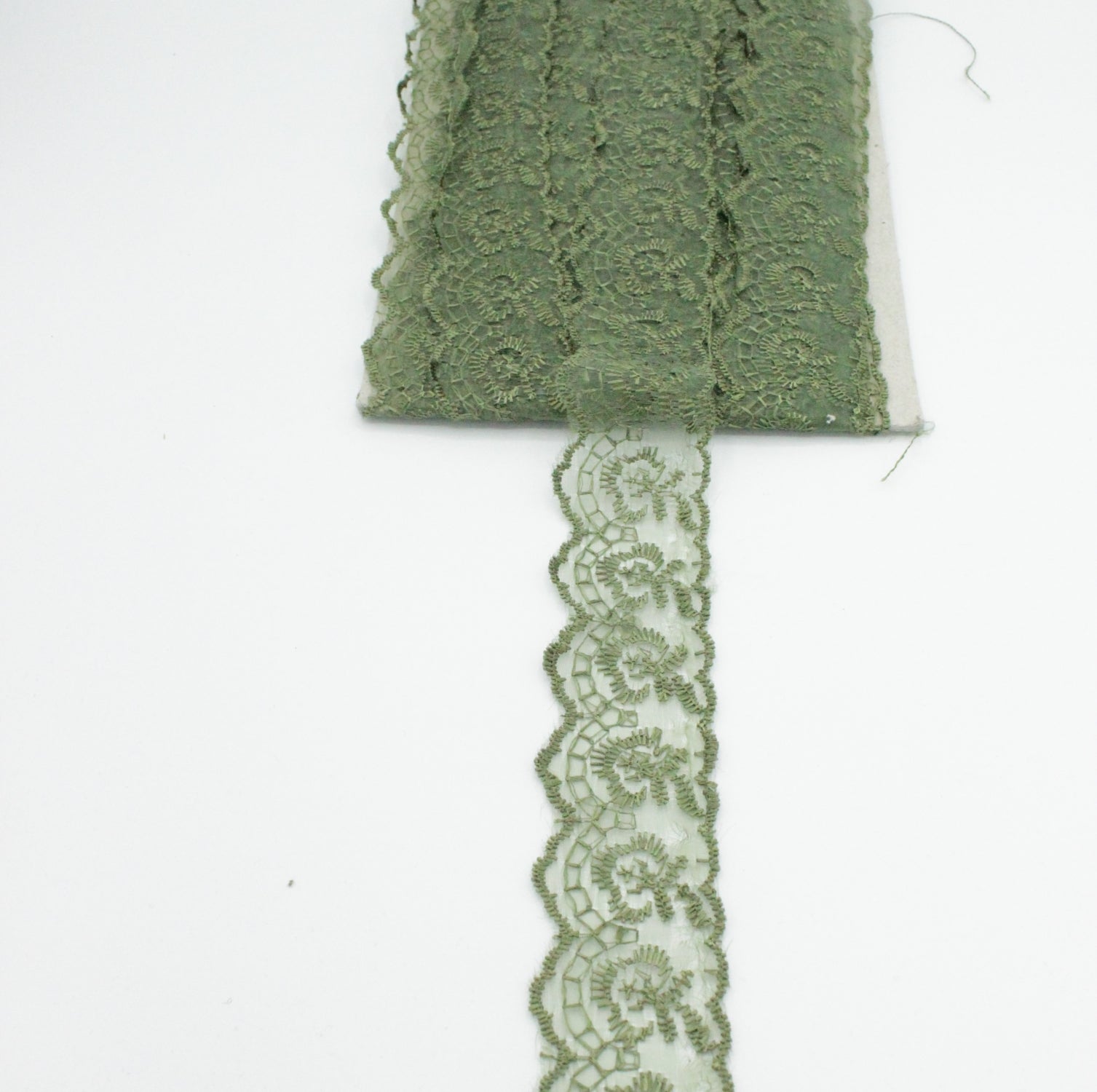 Dantela Pe Organza, 4cm, Kaki