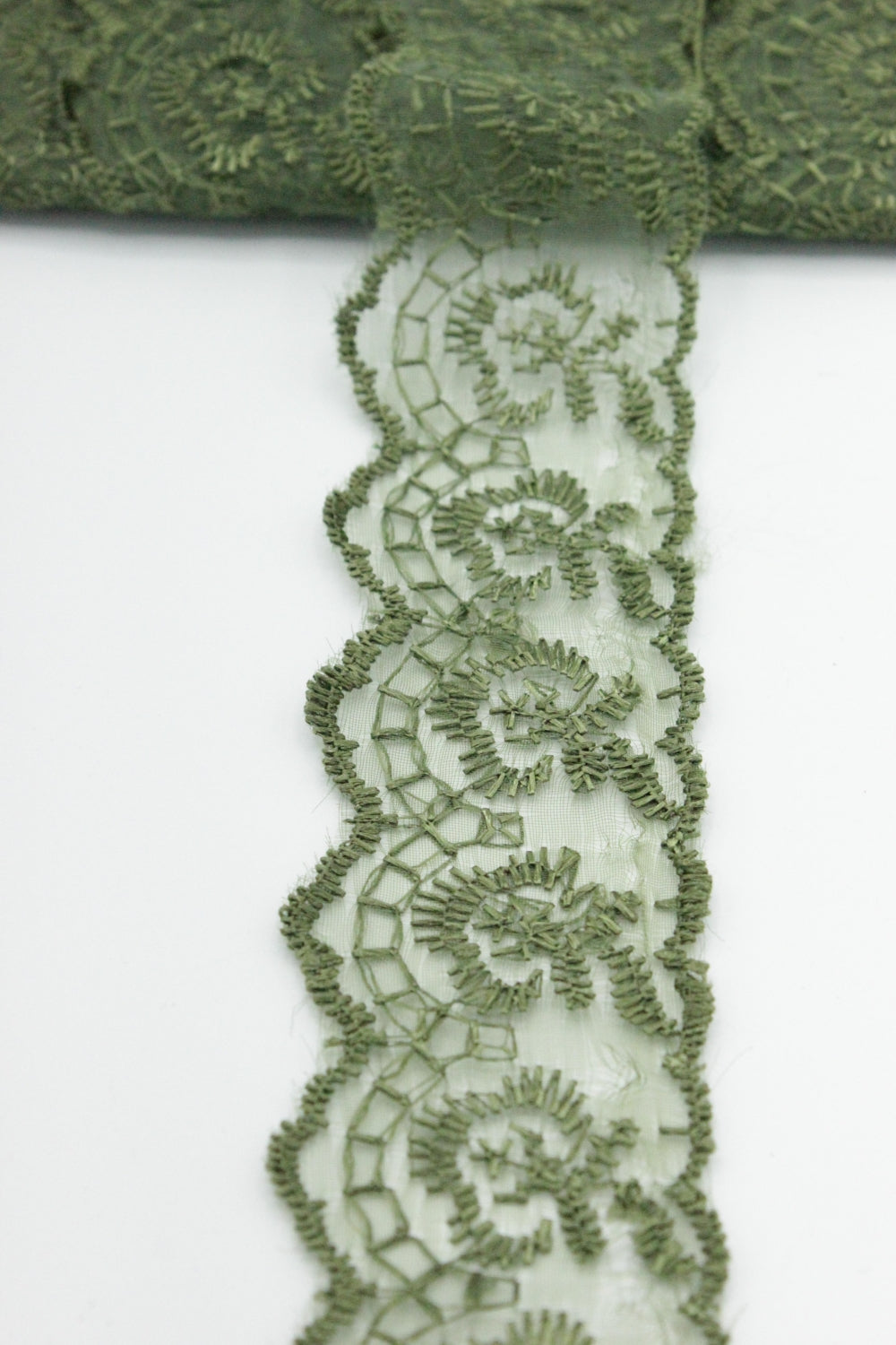 Dantela Pe Organza, 4cm, Kaki