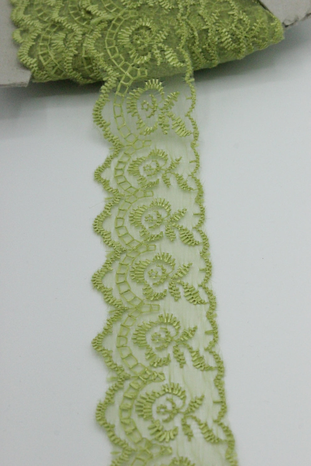Dantela Pe Organza, 4cm, Verde