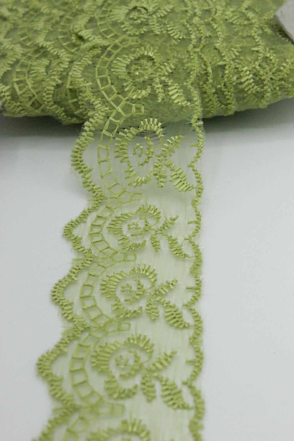 Dantela Pe Organza, 4cm, Verde