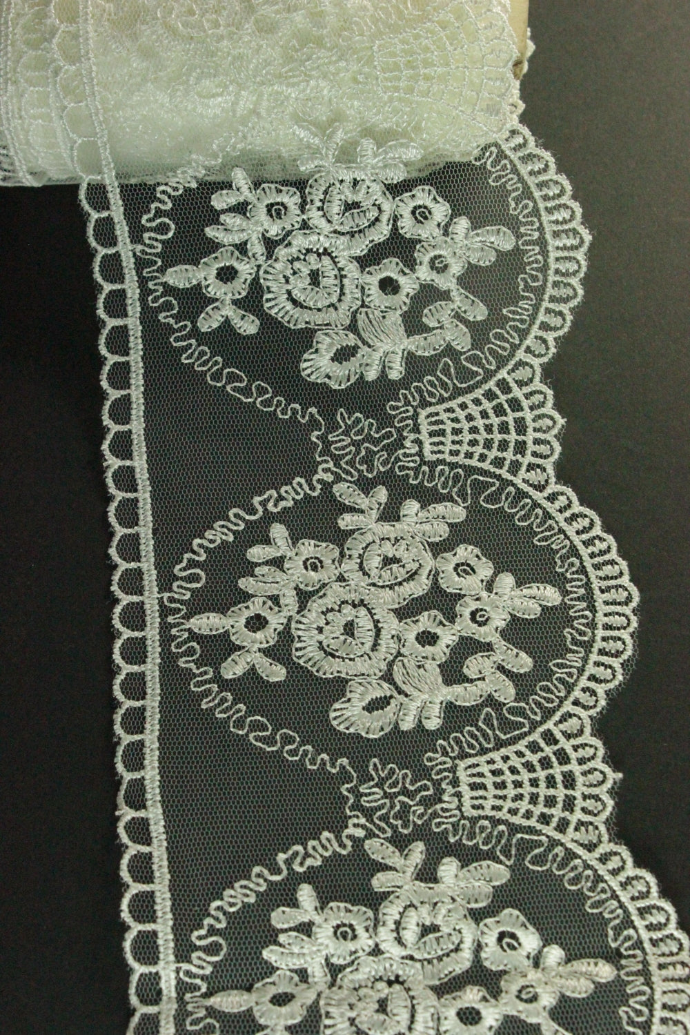 Dantela Pe Tull, 10cm, Ivoire