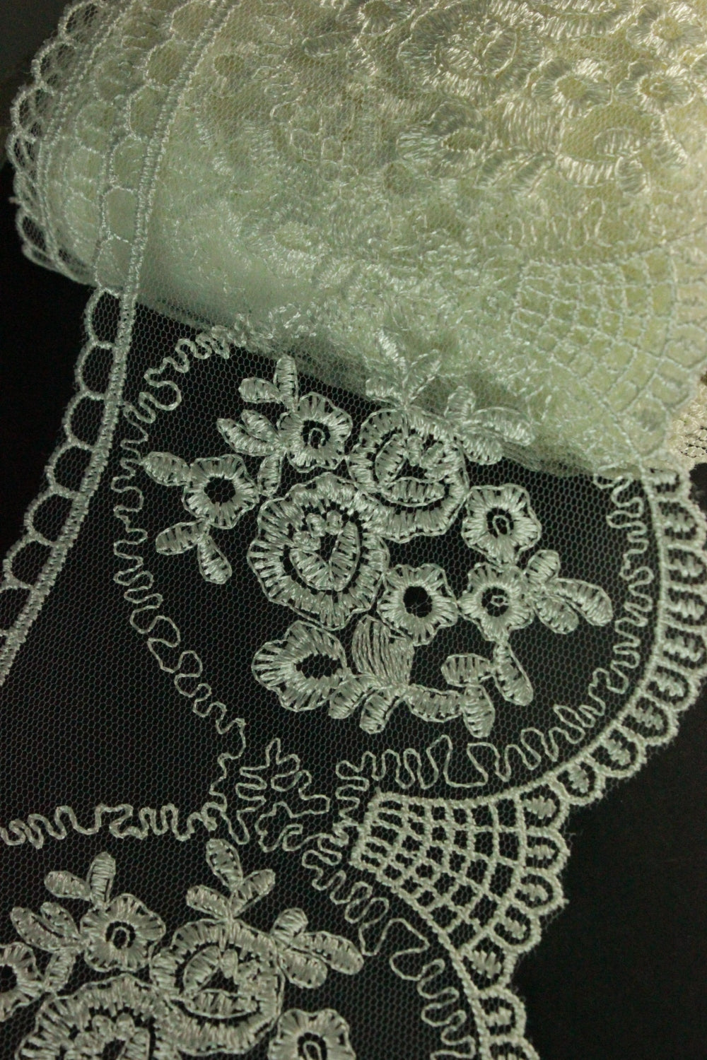 Dantela Pe Tull, 10cm, Ivoire