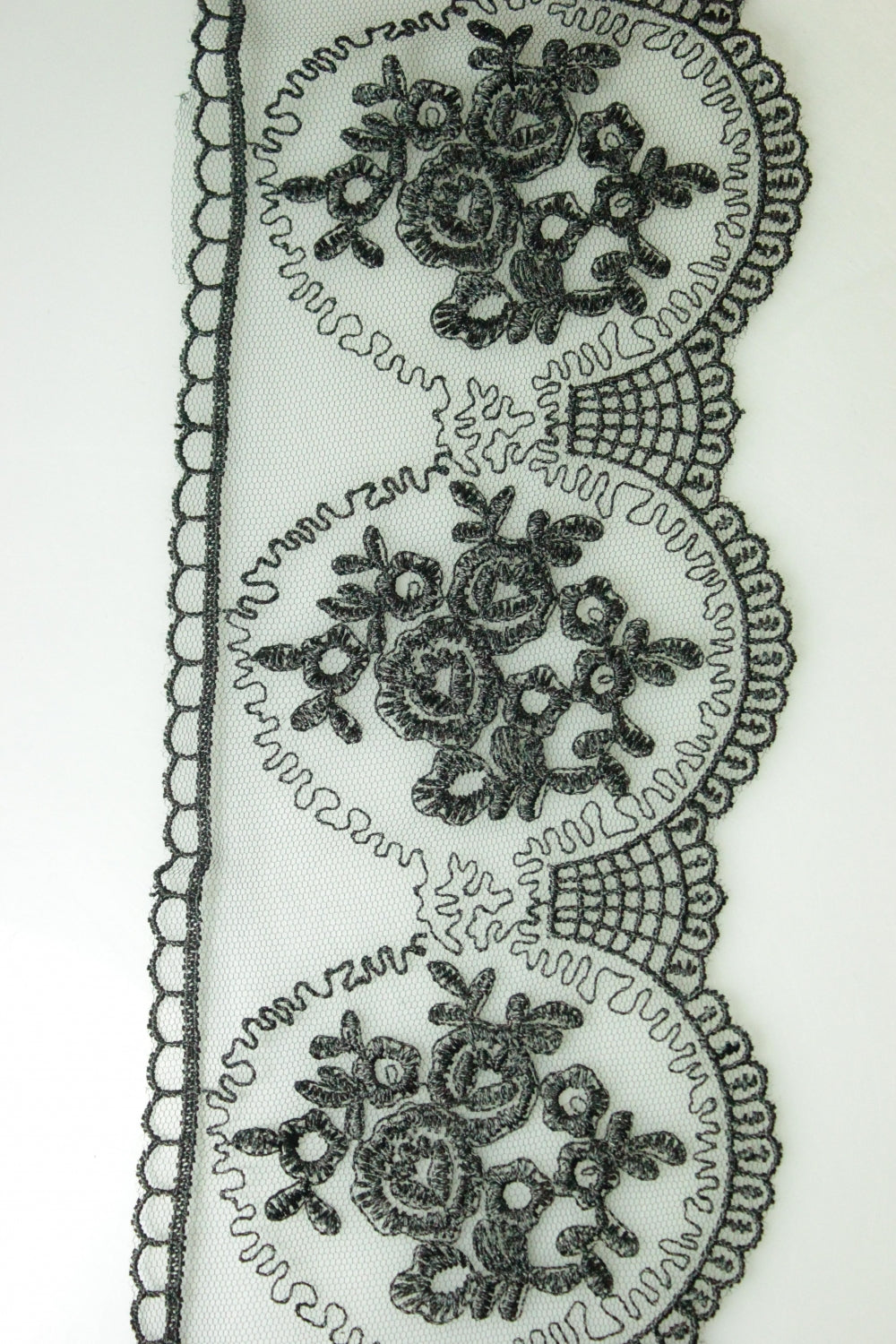 Dantela Pe Tull, 10cm, Negru