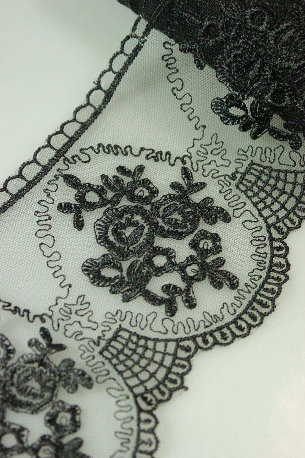 Dantela Pe Tull, 10cm, Negru
