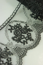 Dantela Pe Tull, 10cm, Negru