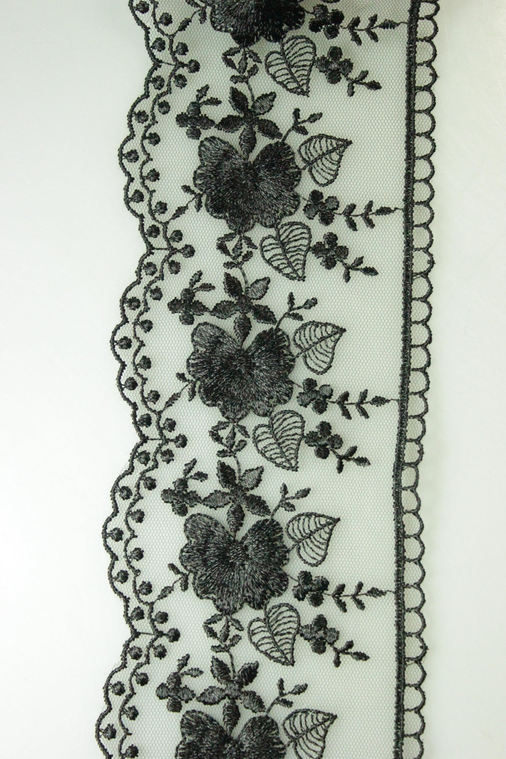 Dantela Pe Tull, 80mm, Negru