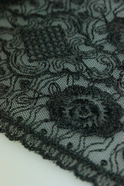 Dantela Pe Tull Brodata, 10cm, Negru