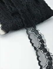 Dantela Tip Chantilly 4cm, Negru